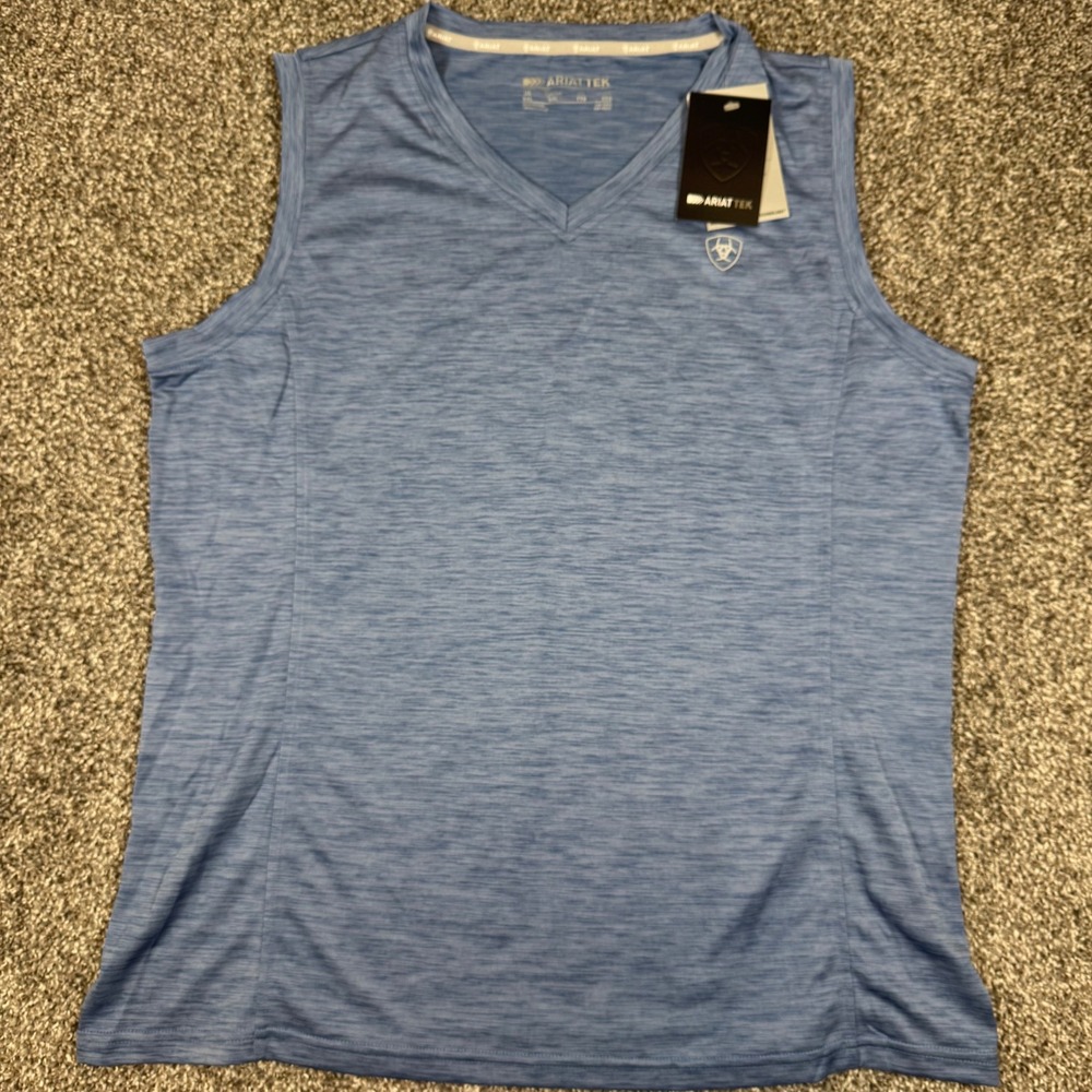 Ariat Tek Women Laguna Sleeveless Tank Coastal Fjord Blue Heather XXL NWT - Picture 2 of 10